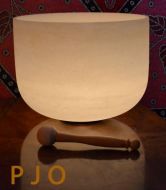 A note 14" Frosted quartz crystal singing bowl with suede stick and mallet