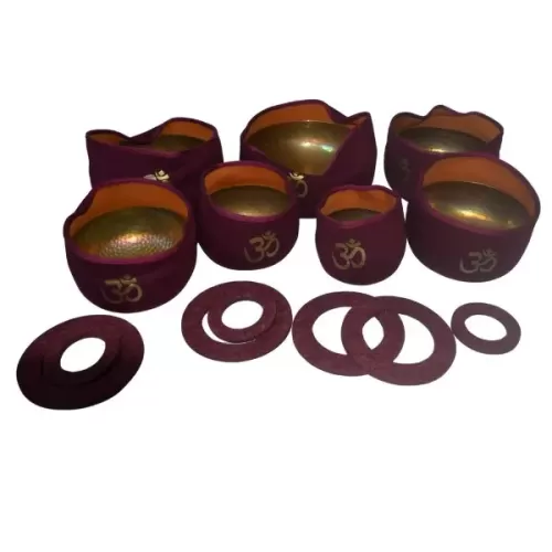 Set Of Chakra Etched Tibetan Bowls 